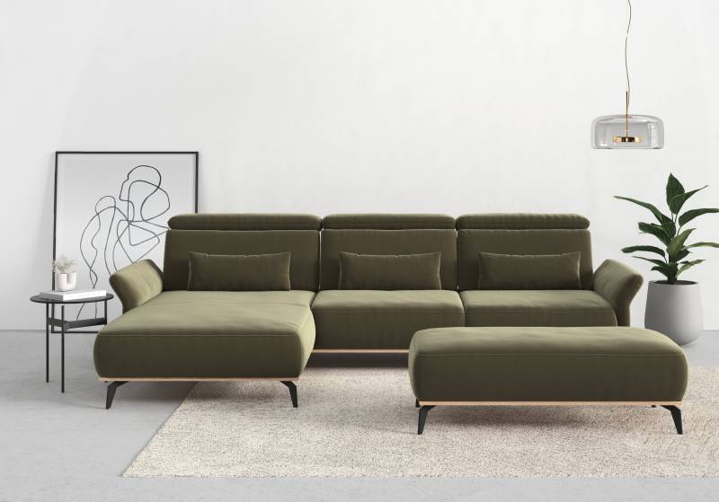 Places of Style Ecksofa »Fjord L-Form«, massiv, wahlweise mit Armlehnfunktion, Kopf- Sitztiefenverstellung von PLACES OF STYLE