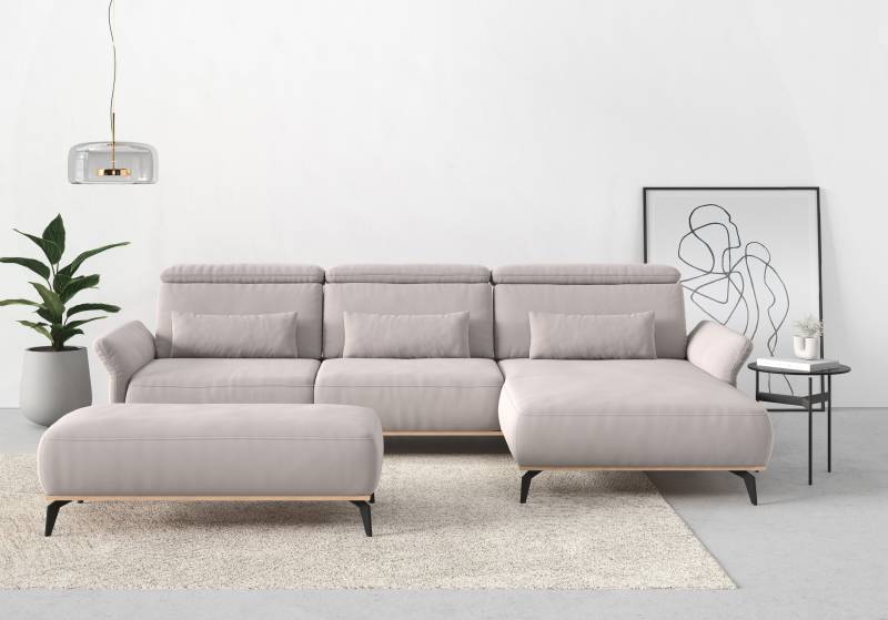 Places of Style Ecksofa »Fjord L-Form«, massiv, wahlweise mit Armlehnfunktion, Kopf- Sitztiefenverstellung von PLACES OF STYLE