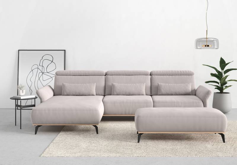 Places of Style Ecksofa »Fjord L-Form«, massiv, wahlweise mit Armlehnfunktion, Kopf- Sitztiefenverstellung von PLACES OF STYLE