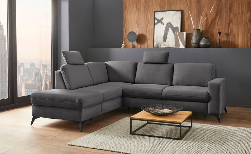 Places of Style Ecksofa »Lolland L-Form«, Wahlweise mit Bettfunktion und Stauraum, auch mit abwischbarem Bezug von PLACES OF STYLE