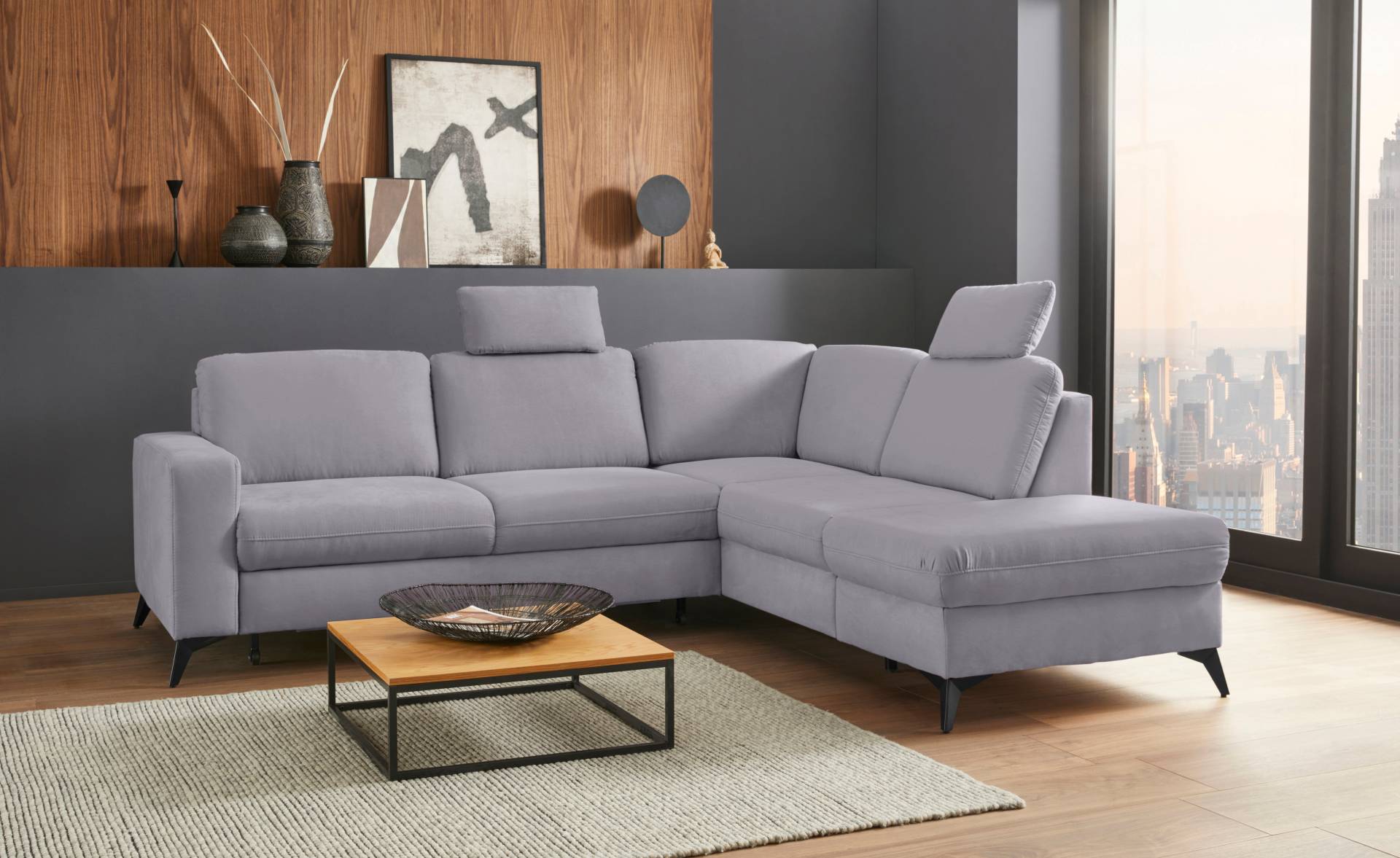 Places of Style Ecksofa »Lolland L-Form«, Wahlweise mit Bettfunktion und Stauraum, auch mit abwischbarem Bezug von PLACES OF STYLE