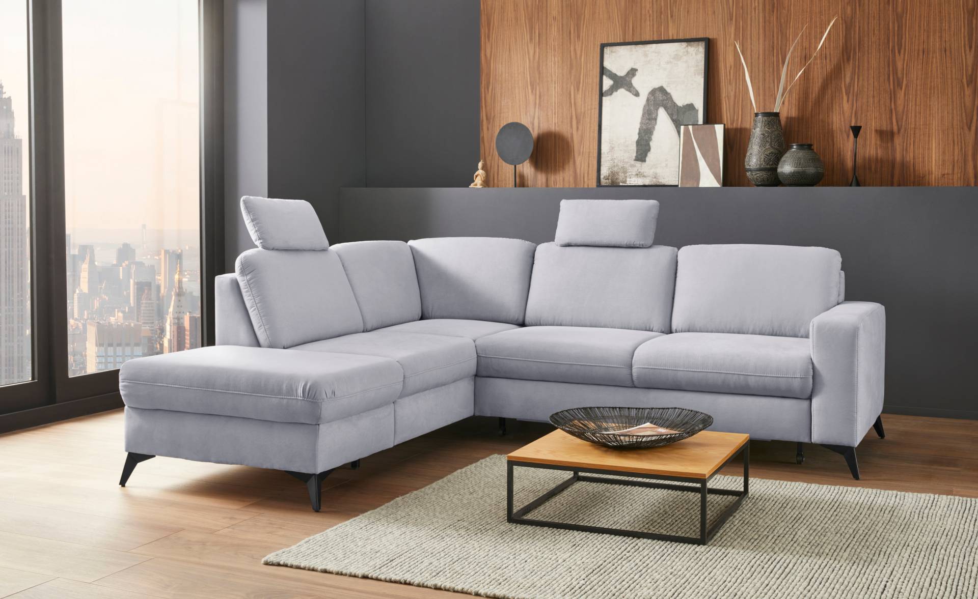 Places of Style Ecksofa »Lolland L-Form«, Wahlweise mit Bettfunktion und Stauraum, auch mit abwischbarem Bezug von PLACES OF STYLE