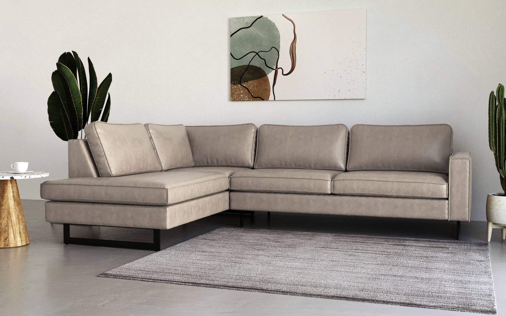 Places of Style Ecksofa »Pinto, 290 cm, Ottomane links / rechts«, Cord, Feincord, Luxus-Microfaser Leder und Chenille von PLACES OF STYLE