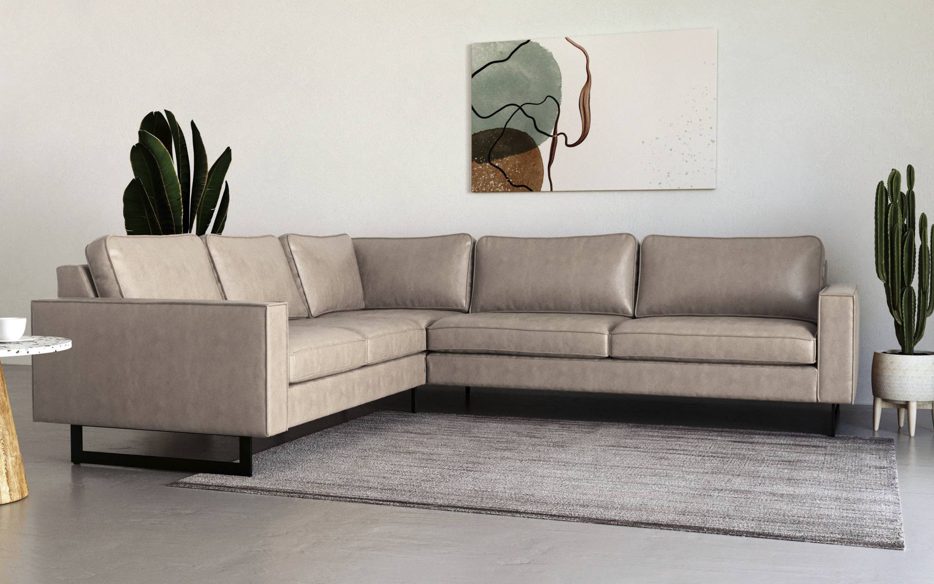 Places of Style Ecksofa »Pinto, 250/290 cm, langer Schenkel, XXL, Ottomane«, Cord, Feincord, Luxus-Microfaser Leder und Chenille von PLACES OF STYLE