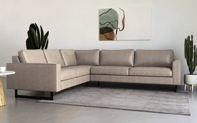 Places of Style Ecksofa »Pinto, 250/290 cm, langer Schenkel, XXL, Ottomane«, Cord, Feincord, Luxus-Microfaser Leder und Chenille von PLACES OF STYLE