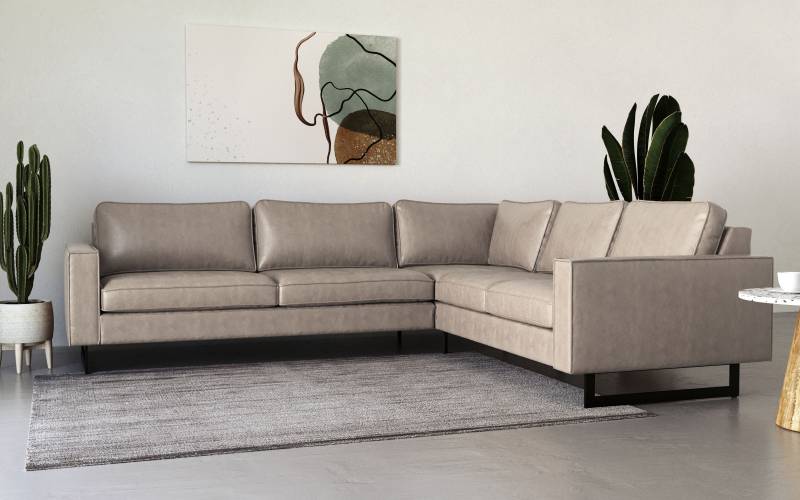 Places of Style Ecksofa »Pinto, 250/290 cm, langer Schenkel, XXL, Ottomane«, Cord, Feincord, Luxus-Microfaser Leder und Chenille von PLACES OF STYLE