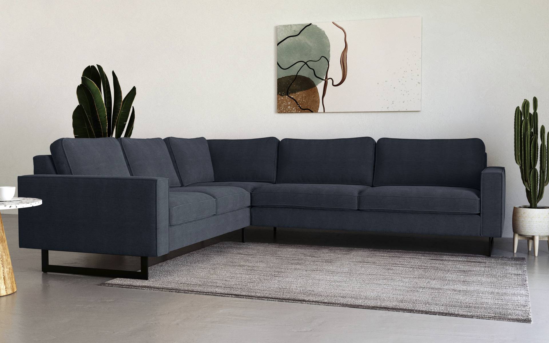 Places of Style Ecksofa »Pinto, 250/290 cm, langer Schenkel, XXL, Ottomane«, Cord, Feincord, Luxus-Microfaser Leder und Chenille von PLACES OF STYLE