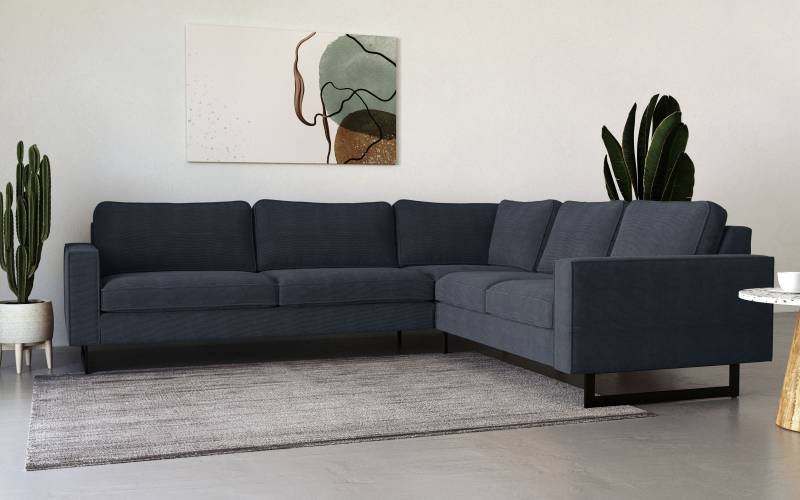 Places of Style Ecksofa »Pinto, 250/290 cm, langer Schenkel, XXL, Ottomane«, Cord, Feincord, Luxus-Microfaser Leder und Chenille von PLACES OF STYLE