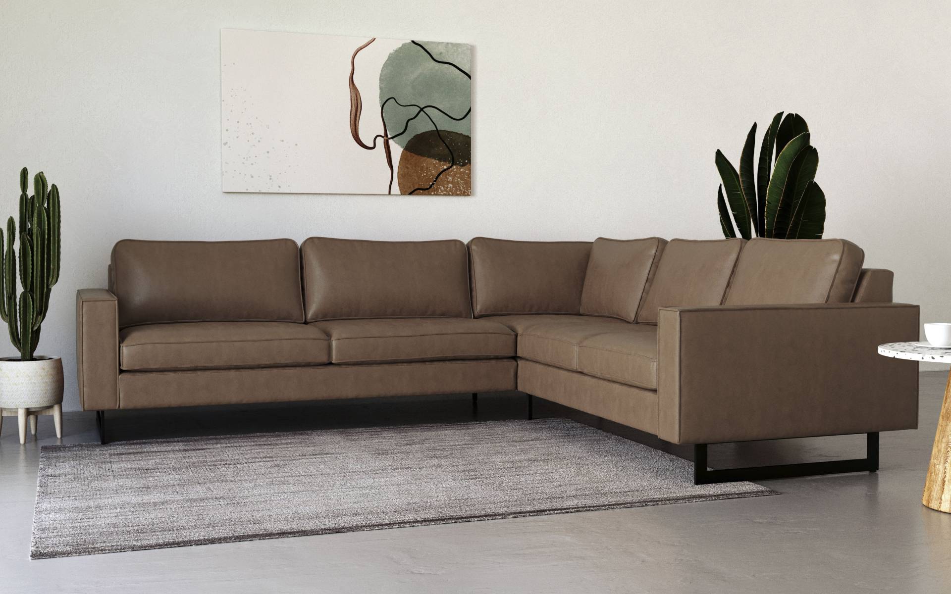 Places of Style Ecksofa »Pinto, 250/290 cm, langer Schenkel, XXL, Ottomane«, Cord, Feincord, Luxus-Microfaser Leder und Chenille von PLACES OF STYLE