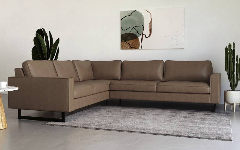 Places of Style Ecksofa »Pinto, 250/290 cm, langer Schenkel, XXL, Ottomane«, Cord, Feincord, Luxus-Microfaser Leder und Chenille von PLACES OF STYLE