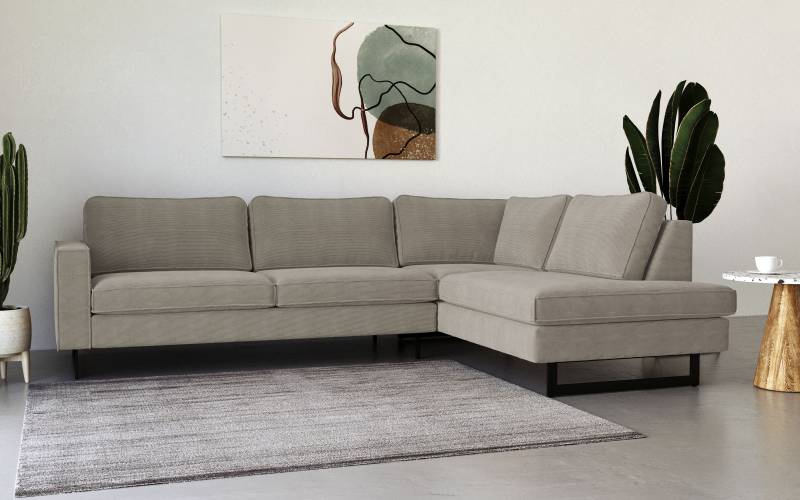 Places of Style Ecksofa »Pinto, 290 cm, Ottomane links / rechts«, Cord, Feincord, Luxus-Microfaser Leder und Chenille von PLACES OF STYLE