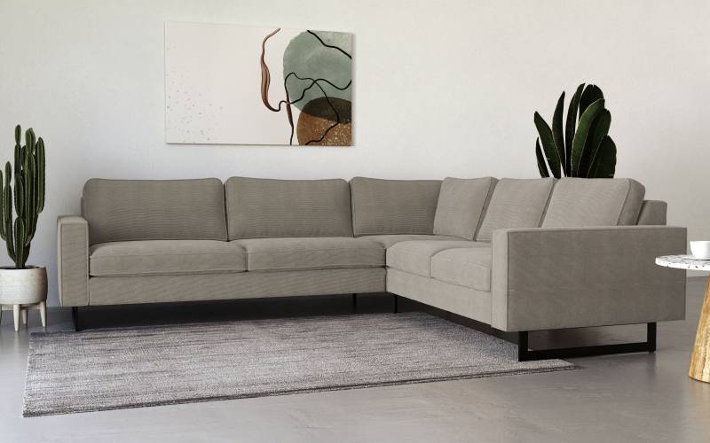 Places of Style Ecksofa »Pinto, 250/290 cm, langer Schenkel, XXL, Ottomane«, Cord, Feincord, Luxus-Microfaser Leder und Chenille von PLACES OF STYLE