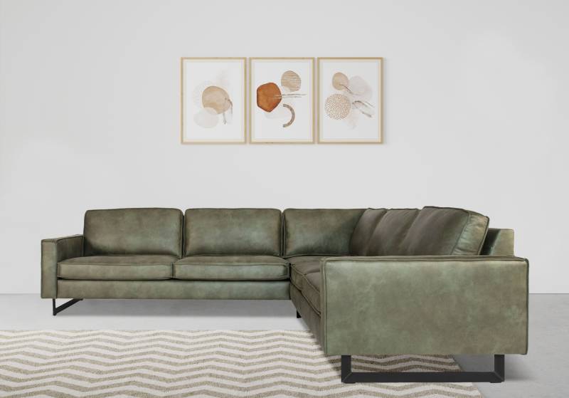 Places of Style Ecksofa »Pinto, 250/290 cm, langer Schenkel, XXL, Ottomane«, Cord, Feincord, Luxus-Microfaser Leder und Chenille von PLACES OF STYLE