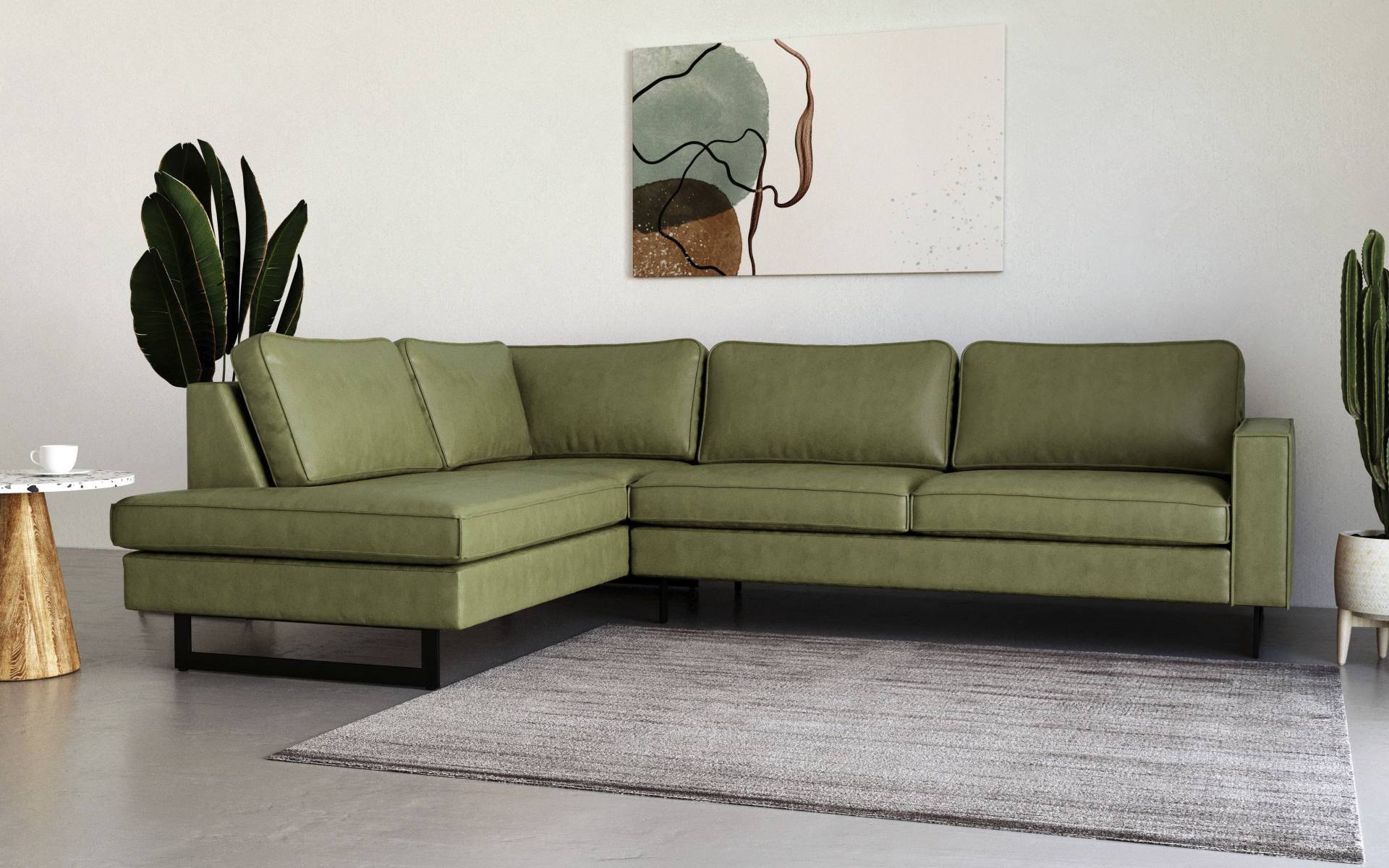 Places of Style Ecksofa »Pinto, 290 cm, Ottomane links / rechts«, Cord, Feincord, Luxus-Microfaser Leder und Chenille von PLACES OF STYLE