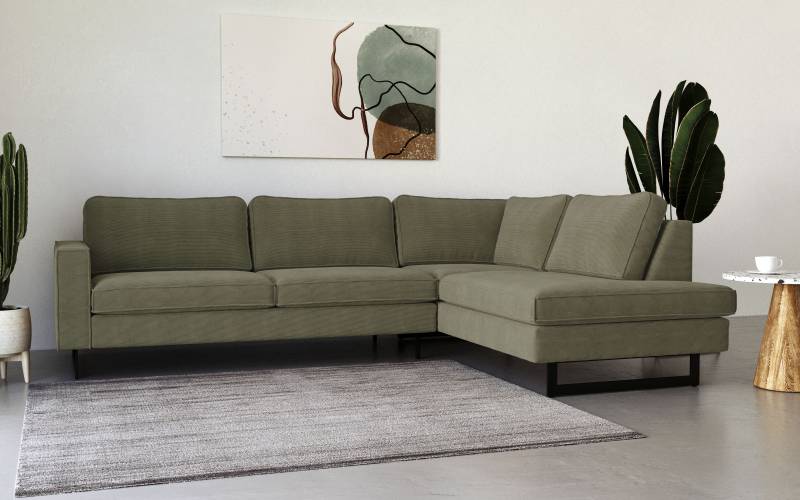 Places of Style Ecksofa »Pinto, 290 cm, Ottomane links / rechts«, Cord, Feincord, Luxus-Microfaser Leder und Chenille von PLACES OF STYLE