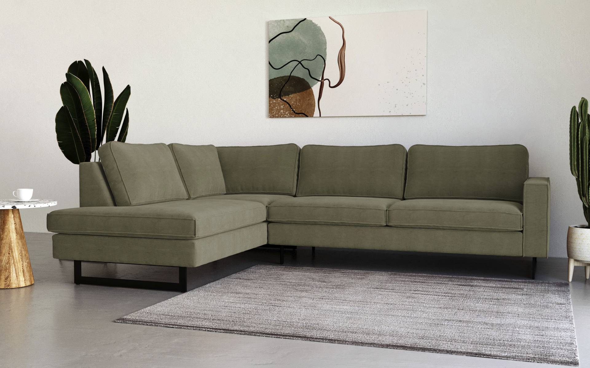 Places of Style Ecksofa »Pinto, 290 cm, Ottomane links / rechts«, Cord, Feincord, Luxus-Microfaser Leder und Chenille von PLACES OF STYLE