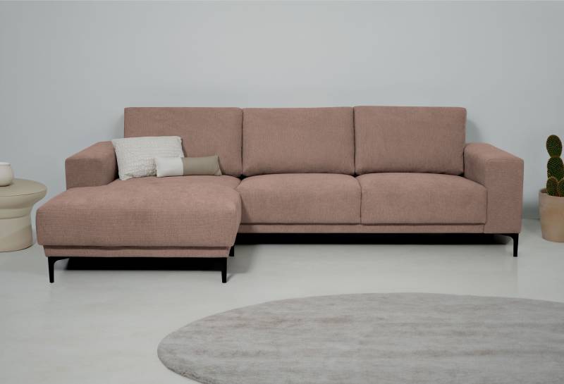 Places of Style Ecksofa »Xander, L-Form,«, Breite 280 cm, Soft-Touch Chenille, schwarze Metallfüssen von PLACES OF STYLE