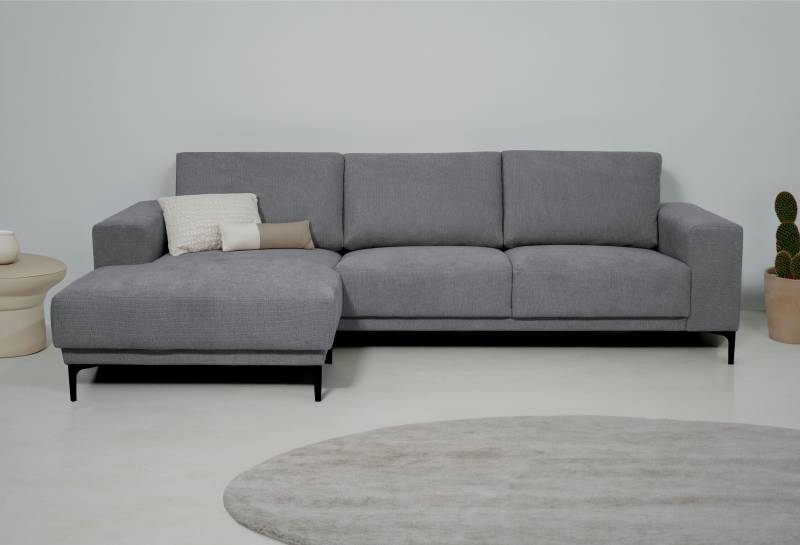 Places of Style Ecksofa »Xander, L-Form,«, Breite 280 cm, Soft-Touch Chenille, schwarze Metallfüssen von PLACES OF STYLE