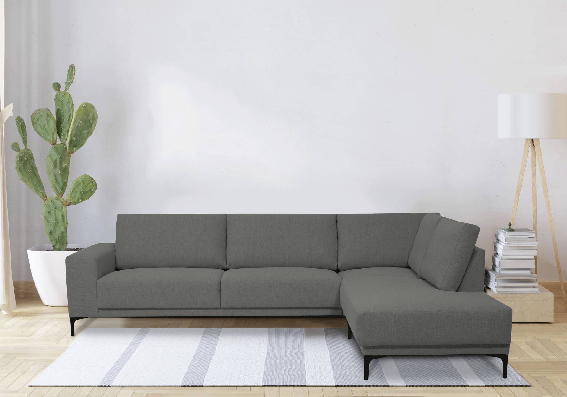 Places of Style Ecksofa »Xander, L-Form,«, Breite 289 cm, Webstoff, Soft-Touch Chenille, schwarze Metallfüssen von PLACES OF STYLE