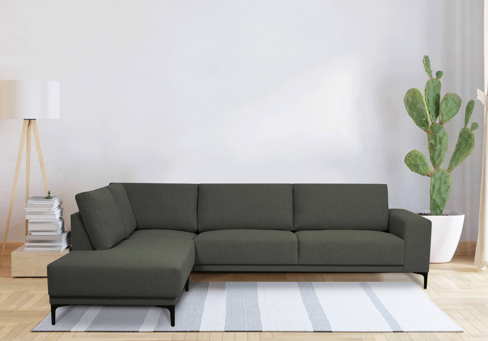 Places of Style Ecksofa »Xander, L-Form,«, Breite 289 cm, Webstoff, Soft-Touch Chenille, schwarze Metallfüssen von PLACES OF STYLE