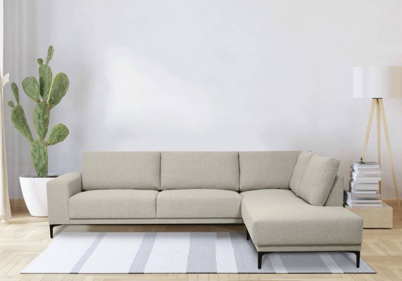 Places of Style Ecksofa »Xander, L-Form,«, Breite 289 cm, Webstoff, Soft-Touch Chenille, schwarze Metallfüssen von PLACES OF STYLE