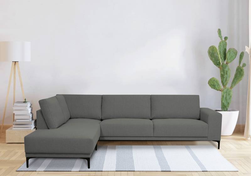 Places of Style Ecksofa »Xander, L-Form,«, Breite 289 cm, Webstoff, Soft-Touch Chenille, schwarze Metallfüssen von PLACES OF STYLE