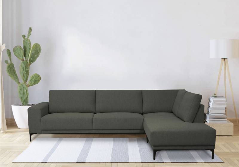 Places of Style Ecksofa »Xander, L-Form,«, Breite 289 cm, Webstoff, Soft-Touch Chenille, schwarze Metallfüssen von PLACES OF STYLE