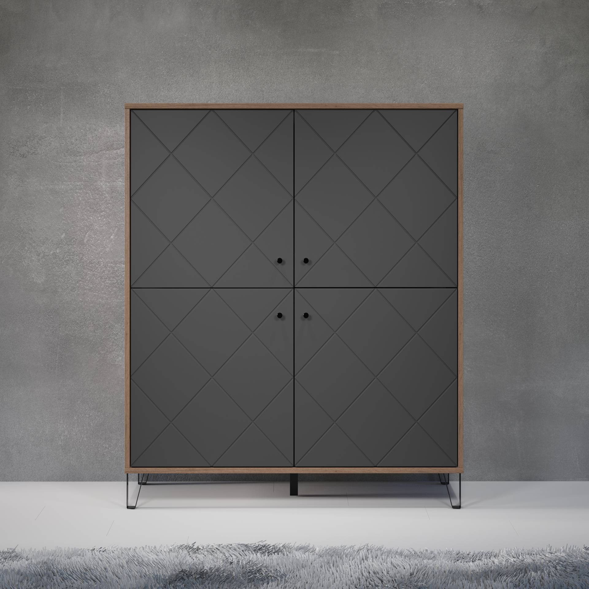 Places of Style Highboard »Molveno«, (1 St.), mit strukturierten Fronten, Soft-Close, Breite 123 cm von PLACES OF STYLE