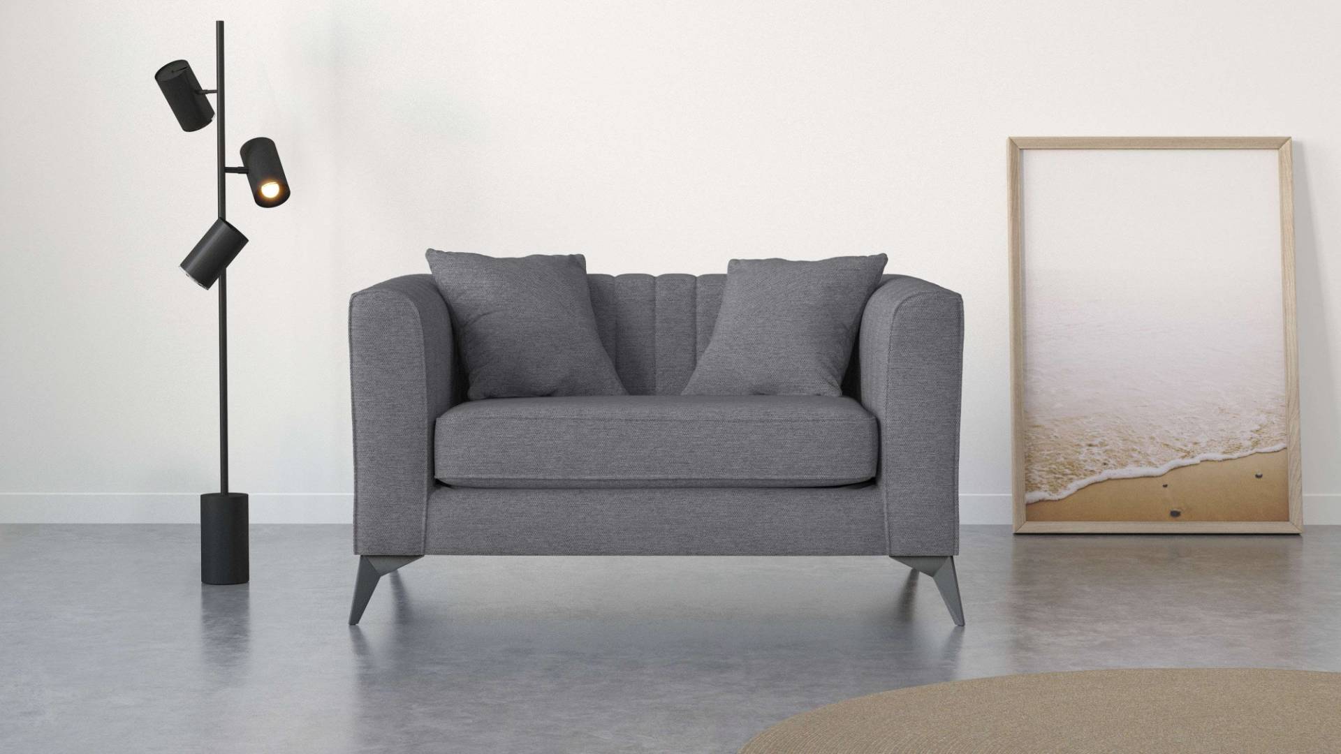 Places of Style Loveseat »MATTHEW B/T/H: 130/86/74 cm Sessel«, incl. Zierkissen, feine Steppung im Rücken, belastbar bis 200kg von PLACES OF STYLE