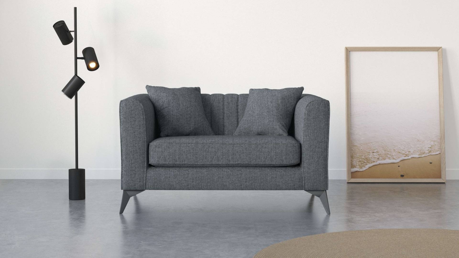 Places of Style Loveseat »MATTHEW B/T/H: 130/86/74 cm Sessel«, incl. Zierkissen, feine Steppung im Rücken, belastbar bis 200kg von PLACES OF STYLE