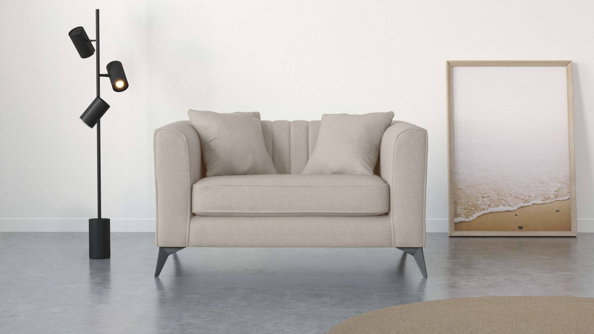 Places of Style Loveseat »MATTHEW B/T/H: 130/86/74 cm Sessel«, incl. Zierkissen, feine Steppung im Rücken, belastbar bis 200kg von PLACES OF STYLE