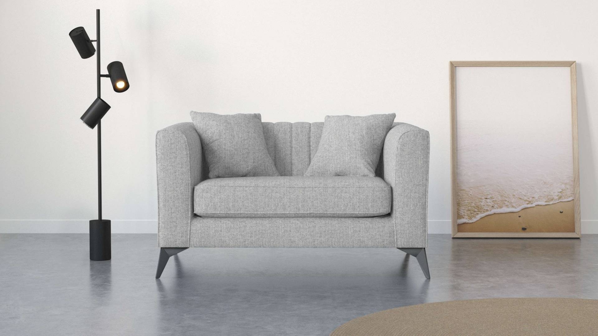 Places of Style Loveseat »MATTHEW B/T/H: 130/86/74 cm Sessel«, incl. Zierkissen, feine Steppung im Rücken, belastbar bis 200kg von PLACES OF STYLE