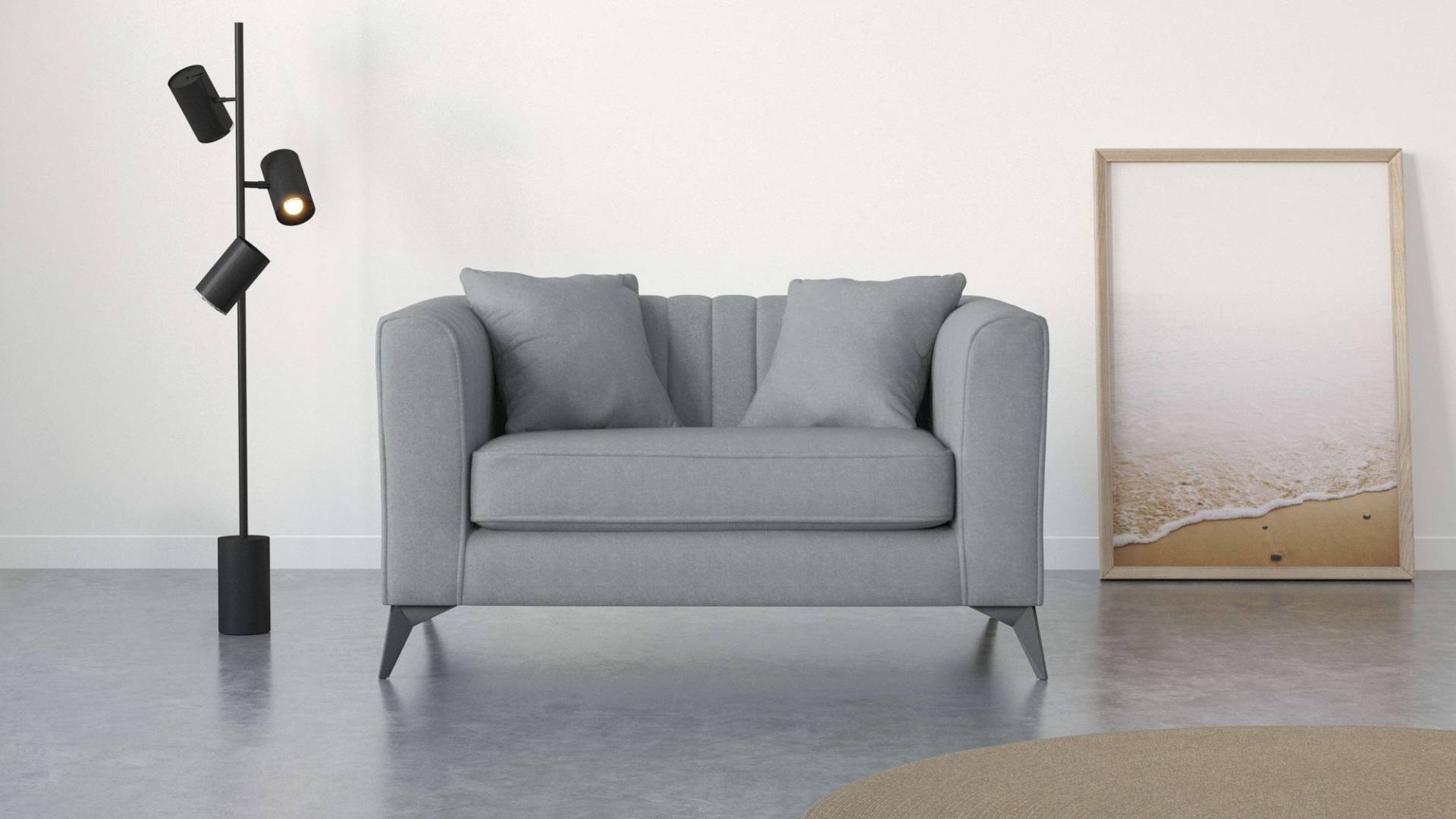 Places of Style Loveseat »MATTHEW B/T/H: 130/86/74 cm Sessel«, incl. Zierkissen, feine Steppung im Rücken, belastbar bis 200kg von PLACES OF STYLE