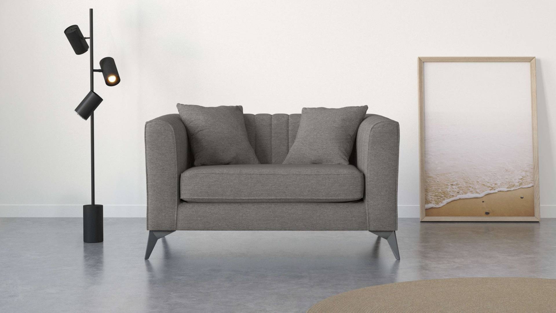 Places of Style Loveseat »MATTHEW B/T/H: 130/86/74 cm Sessel«, incl. Zierkissen, feine Steppung im Rücken, belastbar bis 200kg von PLACES OF STYLE