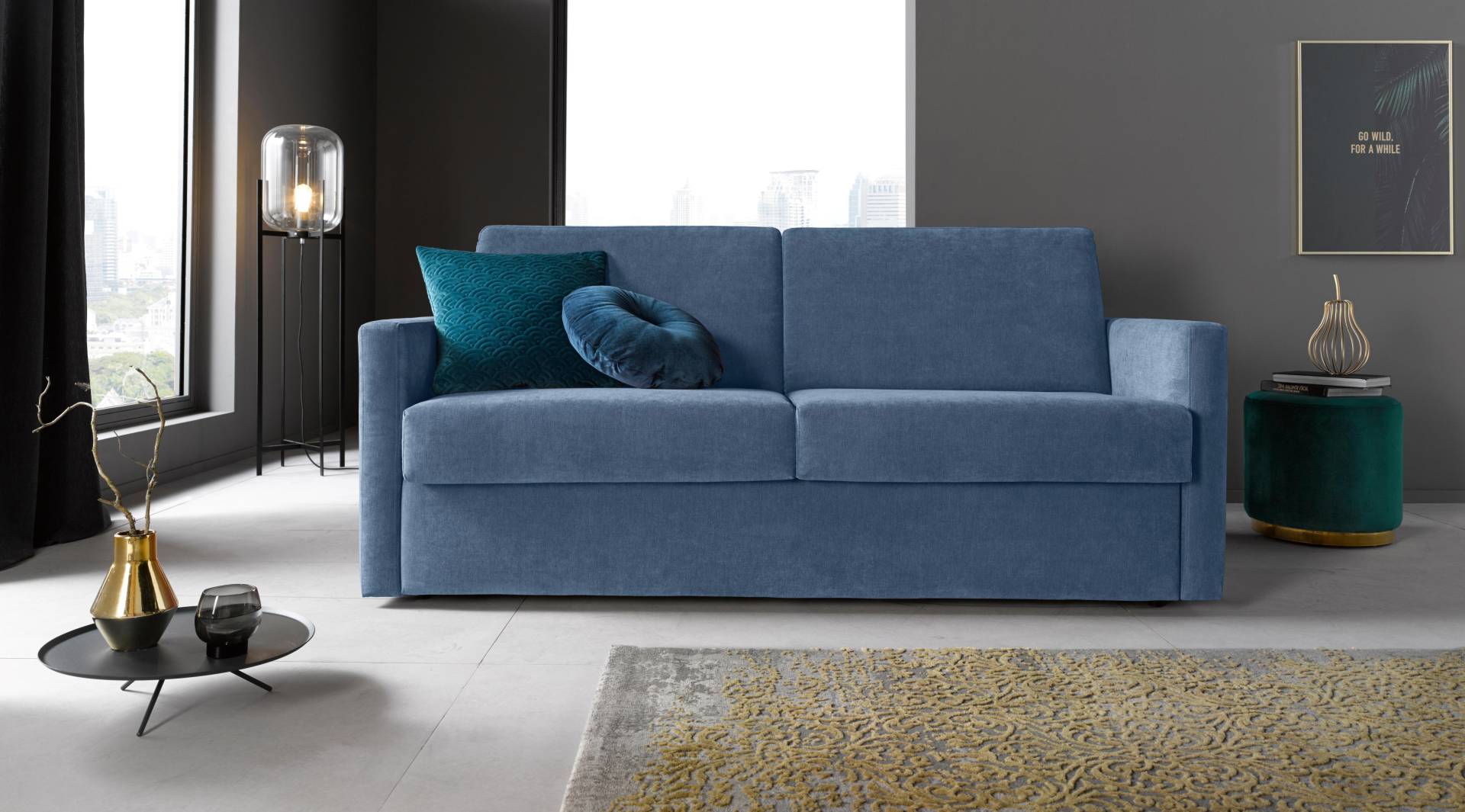 Places of Style Schlafsofa »GOLDPOINT 182cm, Dauerschläfer, Liegefläche 140/200 cm,«, 3-Sitzer mit Bettfunktion, Bonell-Federkernmatratze von PLACES OF STYLE