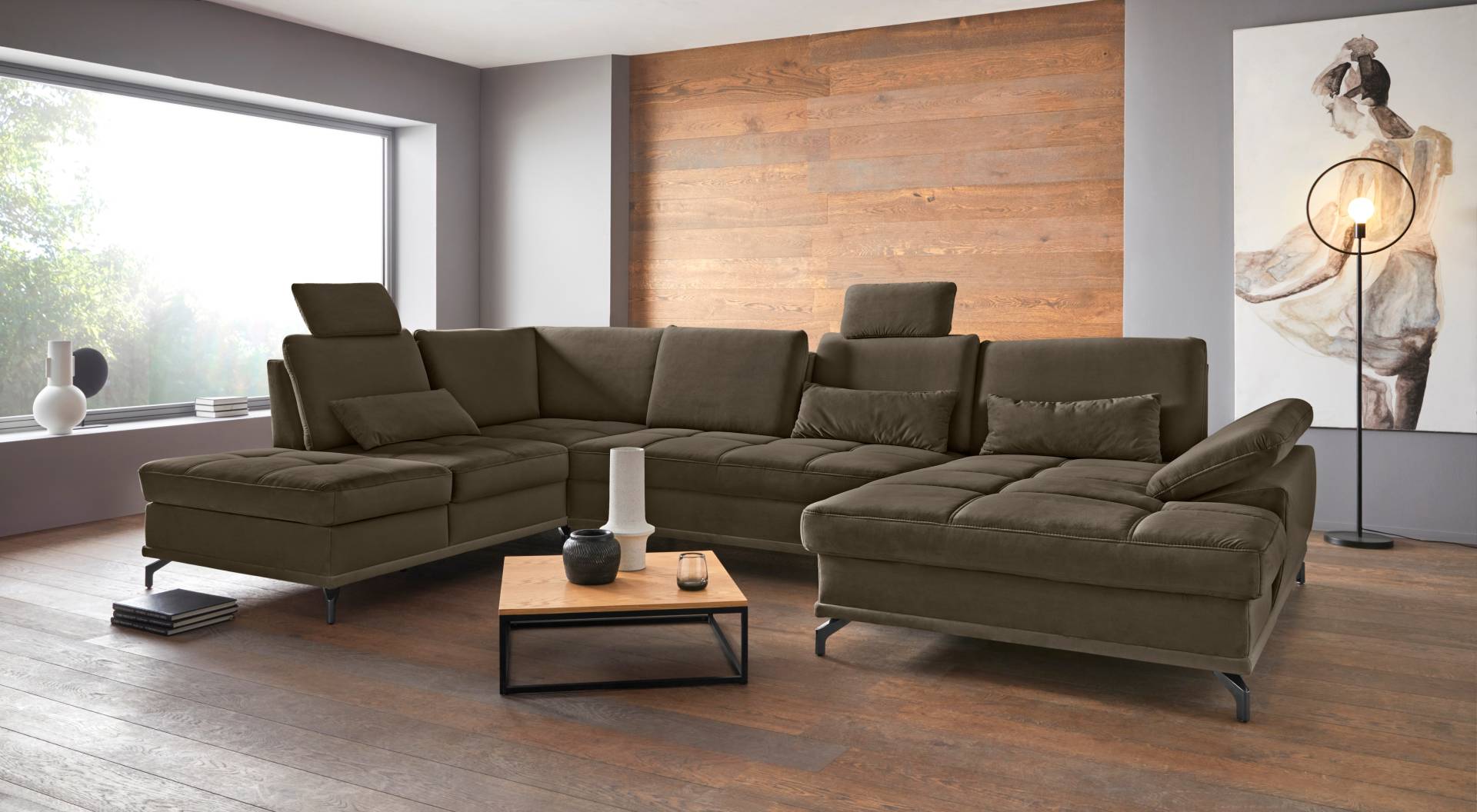 Places of Style Wohnlandschaft »Costello U-Form, mit Sitztiefenverstellung, Armteilverstellung und«, 3 Nierenkissen, optional Bettfunktion und Bettkasten Places of Style Wohnlandschaft »Costello U-Form, mit Sitztiefenverstellung, Armteilverstellung und«, 3 Nierenkissen, optional Bettfunktion und Bettkasten von PLACES OF STYLE