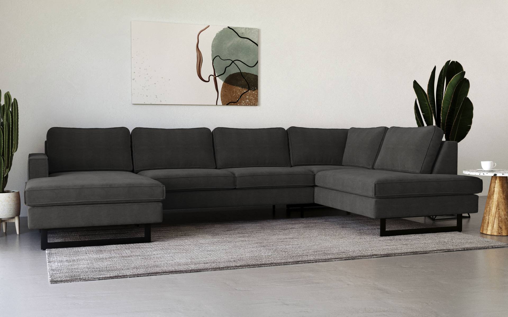Places of Style Wohnlandschaft »Pinto, 350 cm, U-Form, XXL, mit Ottomanen«, Cord, Feincord, Luxus-Microfaser Leder und Chenille Places of Style Wohnlandschaft »Pinto, 350 cm, U-Form, XXL, mit Ottomanen«, Cord, Feincord, Luxus-Microfaser Leder und Chenille von PLACES OF STYLE