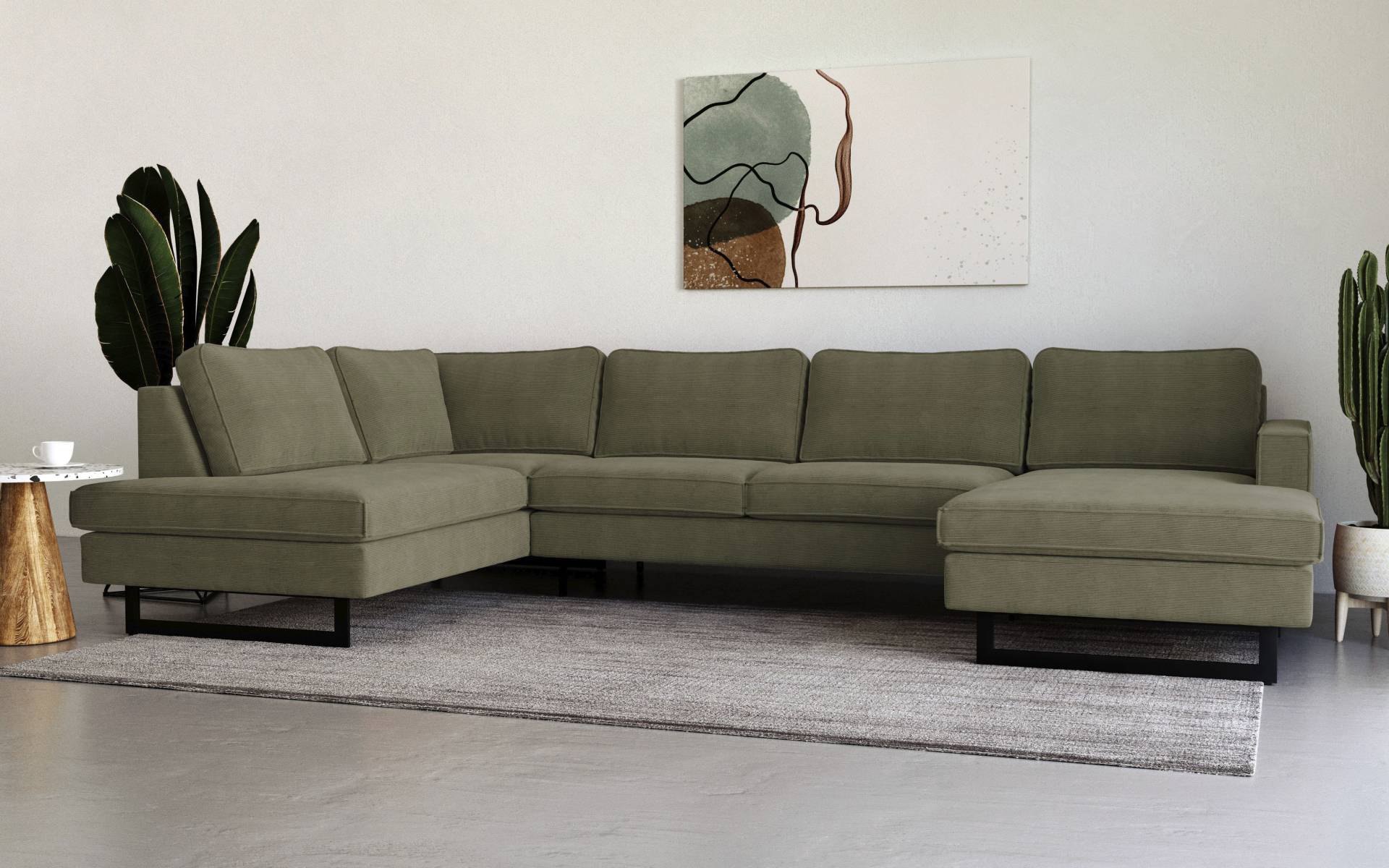Places of Style Wohnlandschaft »Pinto, 350 cm, U-Form, XXL, mit Ottomanen«, Cord, Feincord, Luxus-Microfaser Leder und Chenille Places of Style Wohnlandschaft »Pinto, 350 cm, U-Form, XXL, mit Ottomanen«, Cord, Feincord, Luxus-Microfaser Leder und Chenille von PLACES OF STYLE
