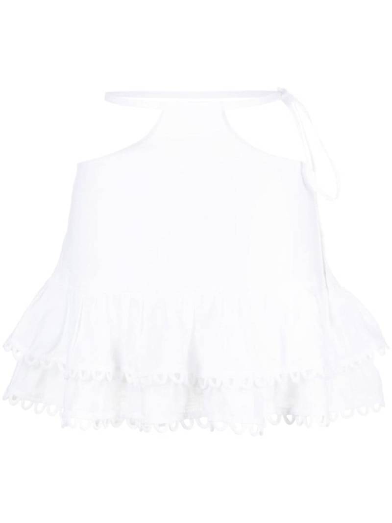 PNK cut-out linen layered miniskirt - White von PNK