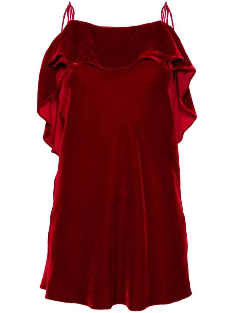 PNK ruffle-trim velvet minidress - Red von PNK