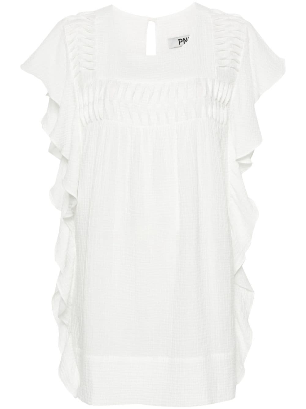 PNK ruffled cotton mini dress - White von PNK