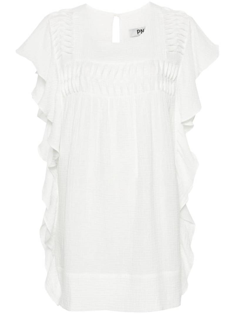 PNK ruffled cotton mini dress - White von PNK