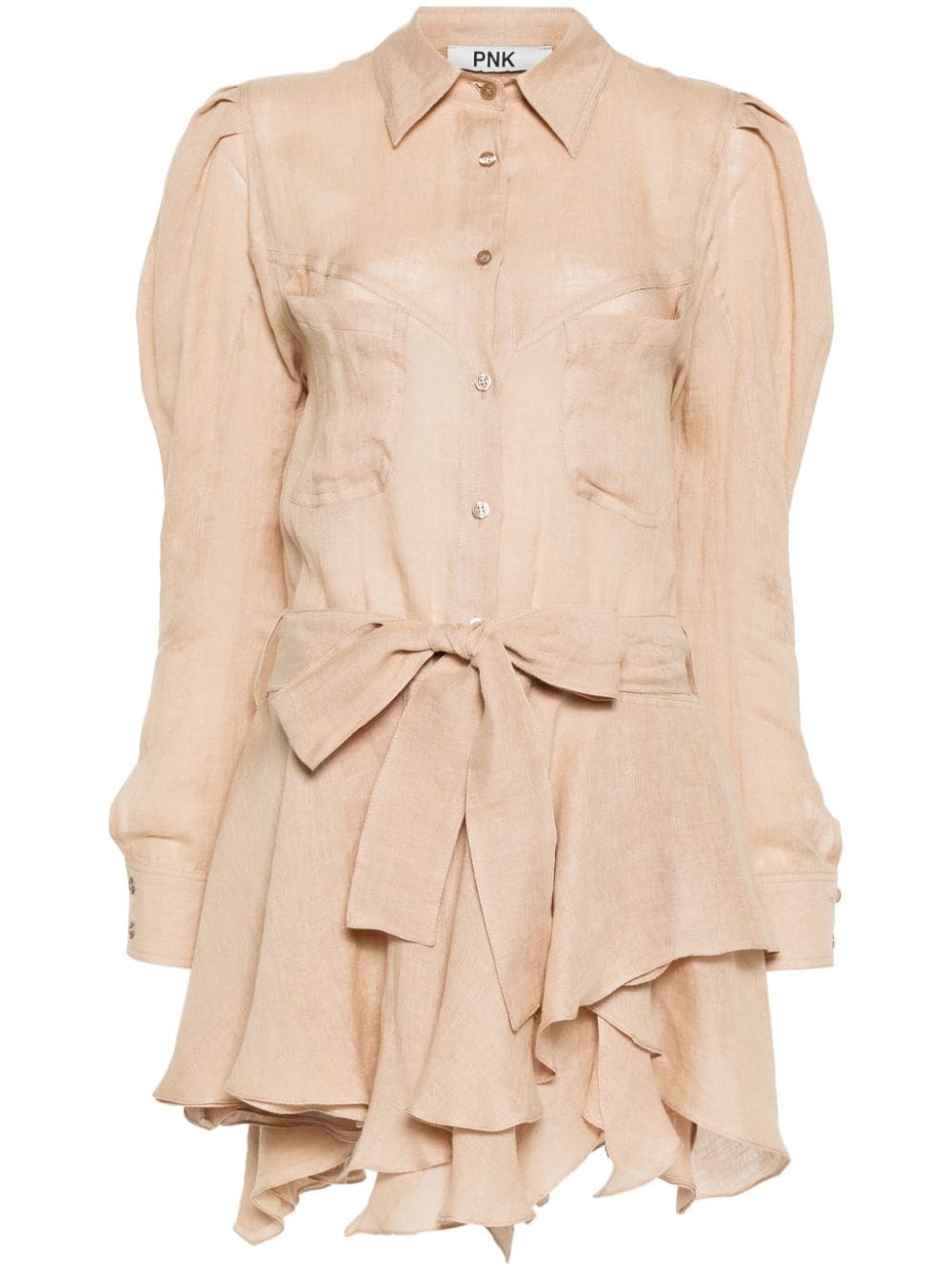 PNK ruffled linen mini dress - Neutrals von PNK