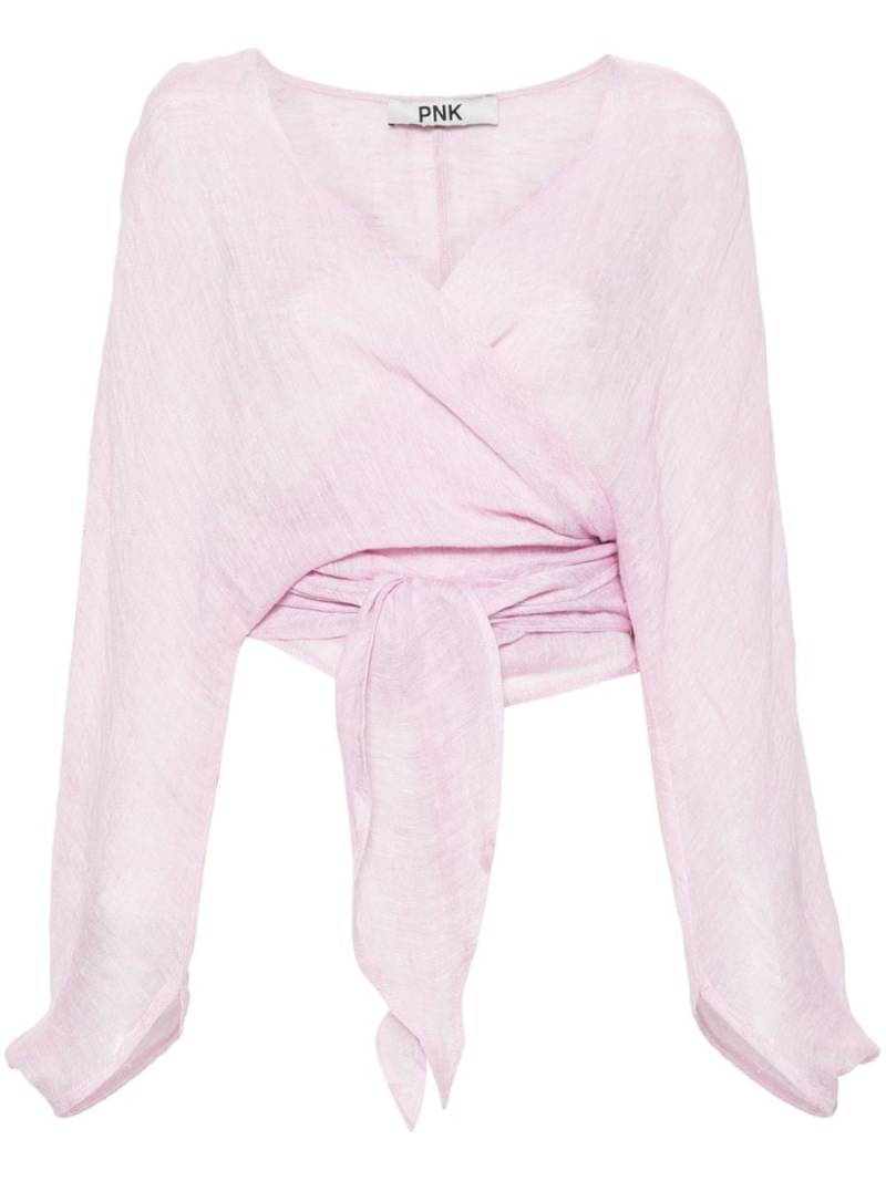 PNK tie-fastening linen wrap blouse - Pink von PNK