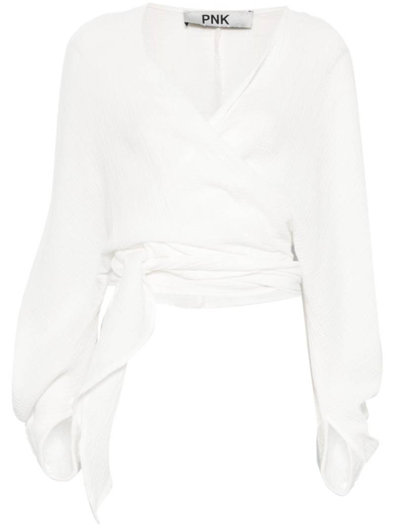 PNK wrap cotton blouse - White von PNK