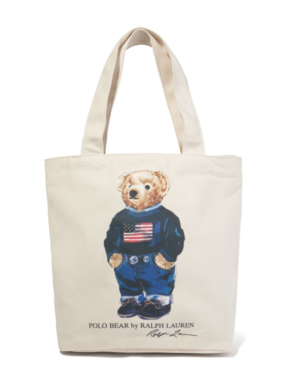 POLO RALPH LAUREN KIDS Polo Bear-print cotton shoulder bag - Neutrals von POLO RALPH LAUREN KIDS