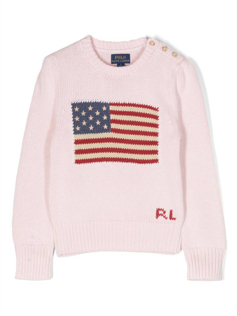 POLO RALPH LAUREN KIDS US flag intarsia jumper - Pink von POLO RALPH LAUREN KIDS