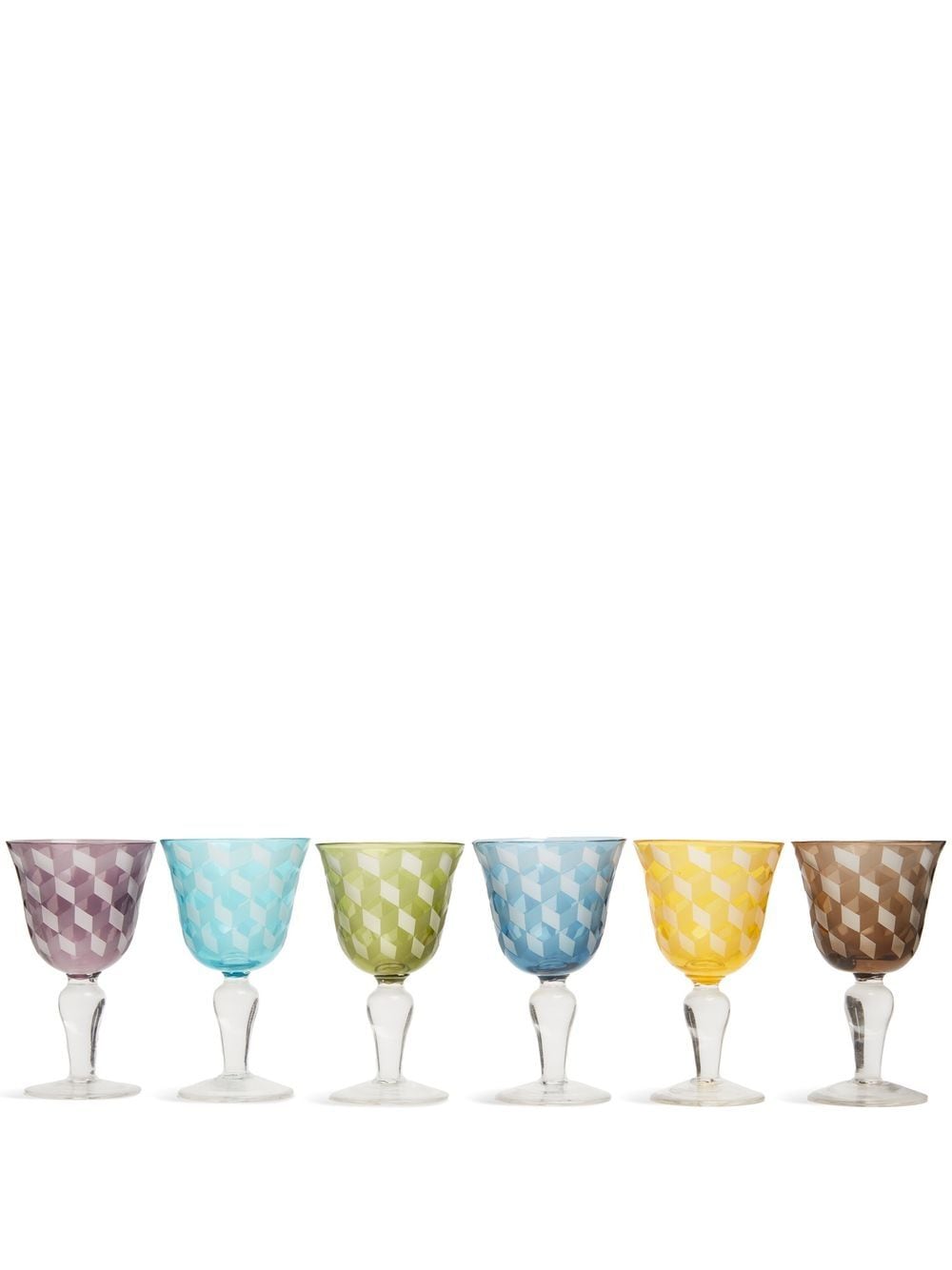 POLSPOTTEN Blocks wine glasses (set of six) - Blue von POLSPOTTEN