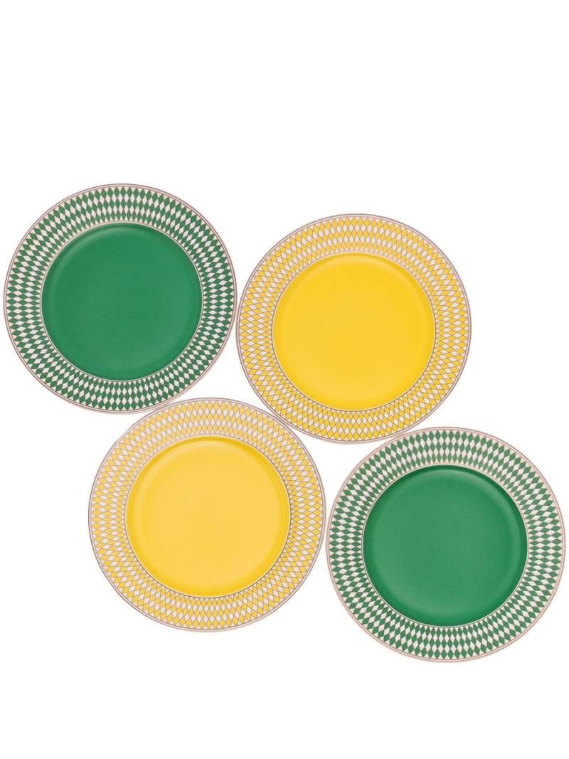 POLSPOTTEN set of 4 Chess print side plates (20cm) - Yellow von POLSPOTTEN