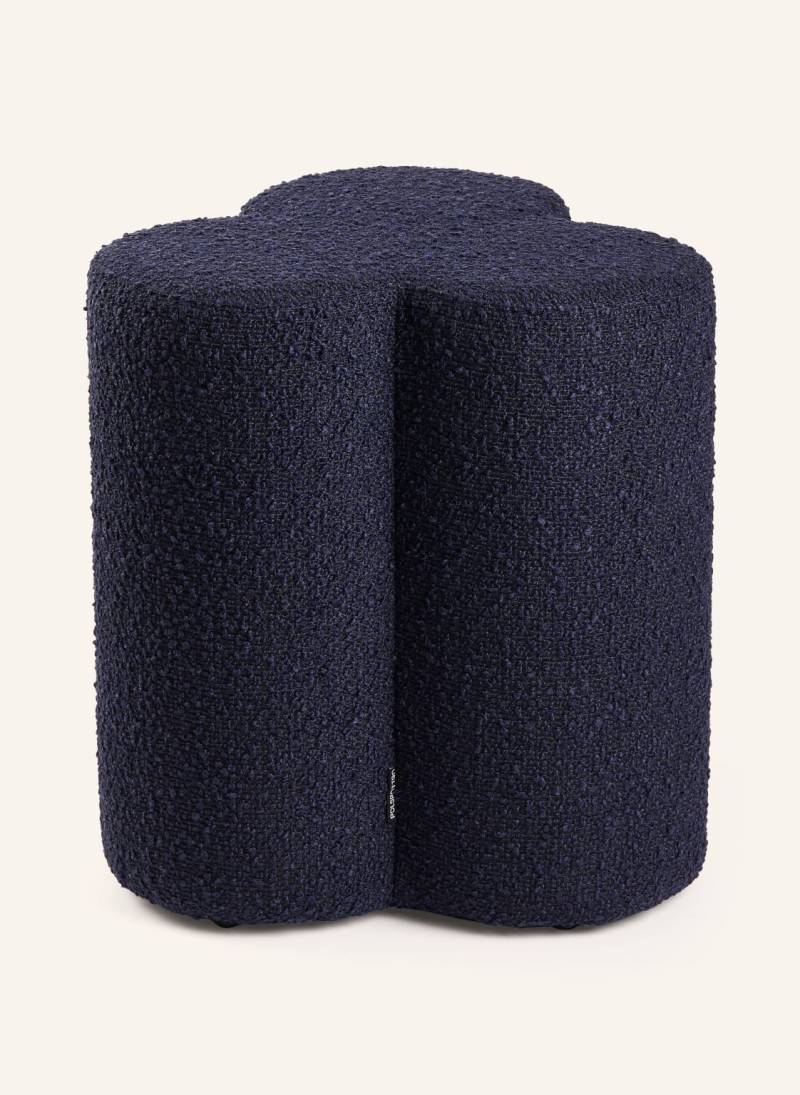 Polspotten Bouclé-Hocker Clover blau von POLSPOTTEN